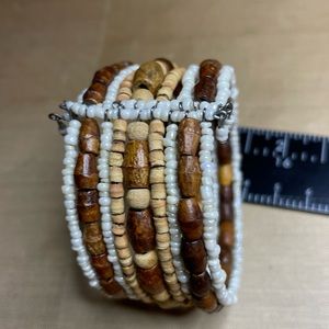 Beautiful beaded bracelet Love no need for clasp, maintains shape.